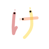 ひらがな『け』のなぞり書き（カラー）